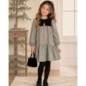 Kidichic Girls Size 8 Wool Blend Dress Gray Black Chesterfield Collar Preppy NWT